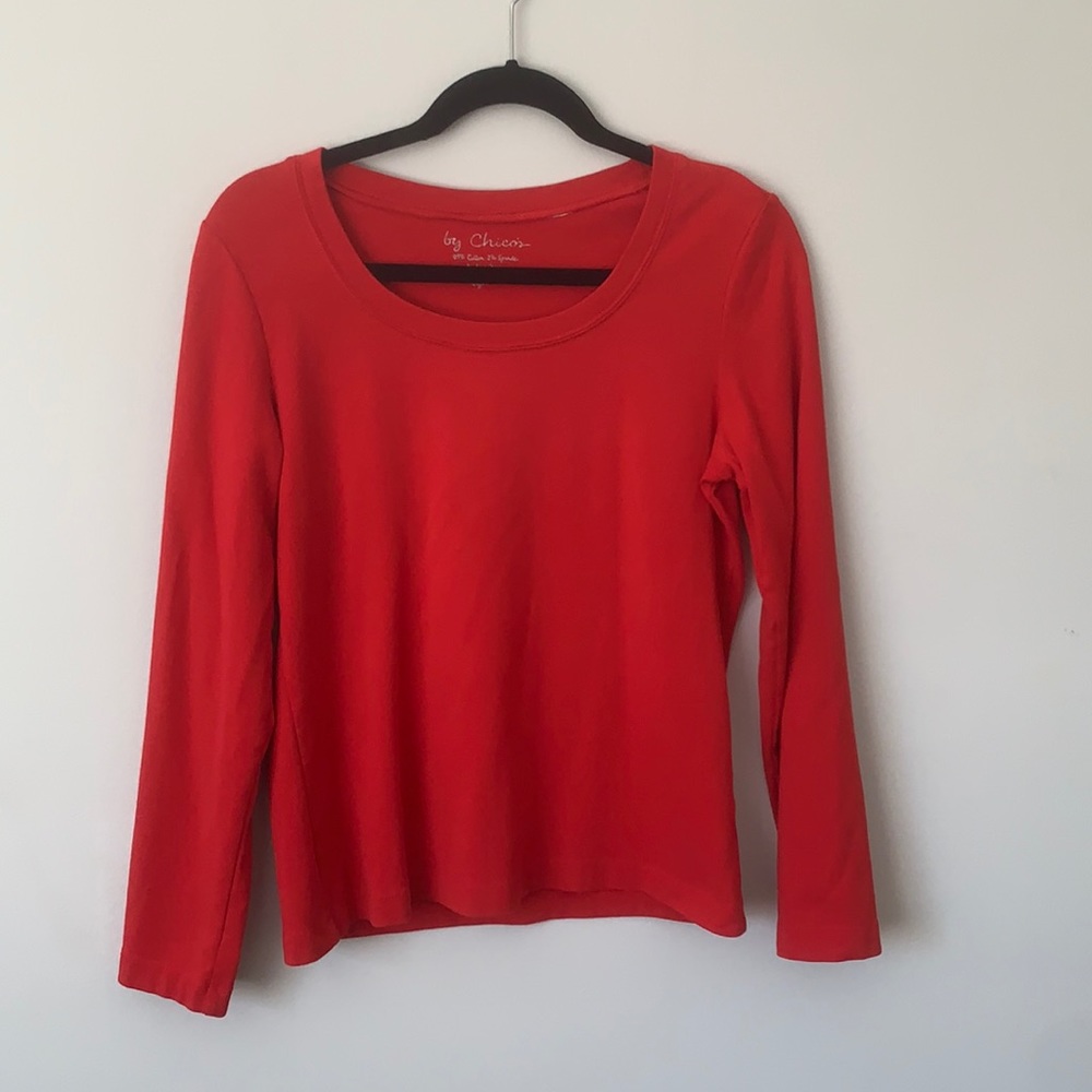 Chico’s Cute red long sleeve T-shirt that is 98% cotton and super comfortable!